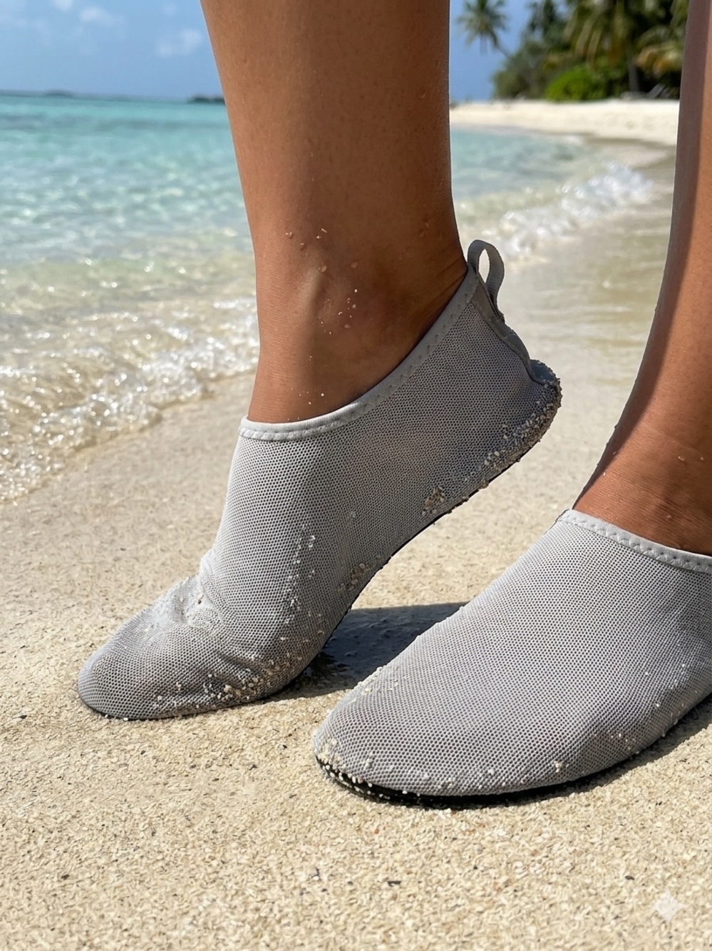 Women’s Gray Water Shoes - Lightweight Beach Slip-Ons SZ 40/41